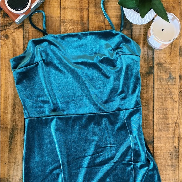 Express Velvet Front Slit Sheath Dress - Picture 2 of 4